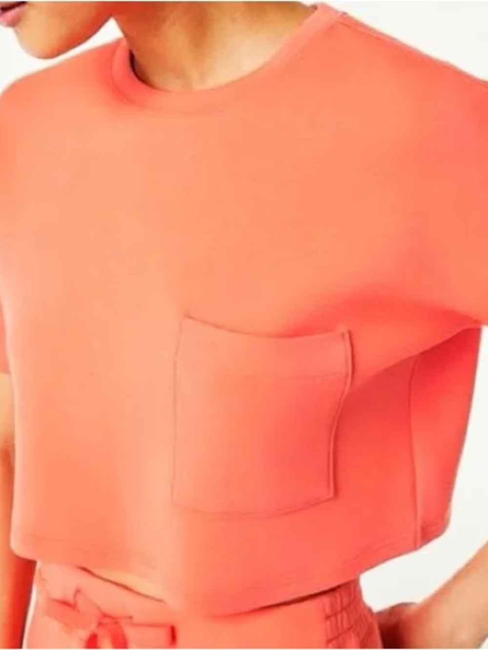 SPANX Coral Boxy Cropped Pocket Top